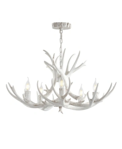 Jonathan Y Eldora 30" Adjustable Resin Antler 5-light Led Chandelier In White