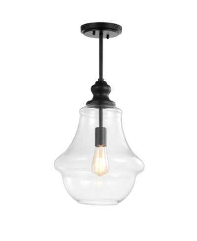 Jonathan Y Adam 12" Adjustable Metal/glass Led Pendant In Oil Rubbed Bronze