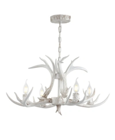 Jonathan Y Eldora 26" Adjustable Resin Antler 4-light Led Chandelier In White