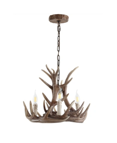 Jonathan Y Eldora 18" Adjustable Resin Antler 3-light Led Chandelier In Brown