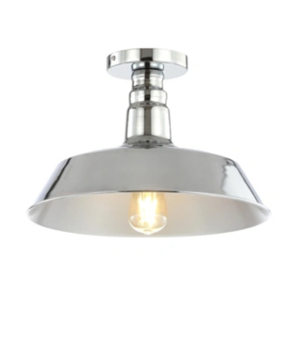 Jonathan Y Cassidy 14" Metal Led Semi-flush Mount In Chrome