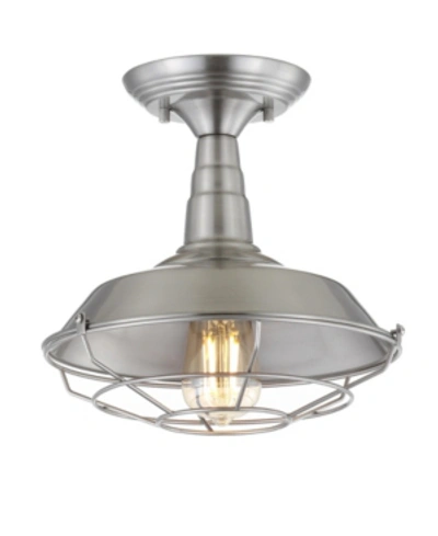 Jonathan Y Gabe 10.2" Metal Led Semi-flush Mount In Brushed Nickel