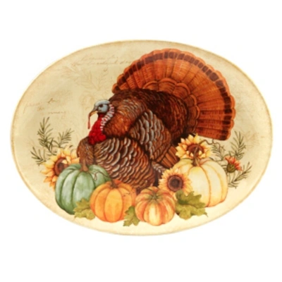 Certified International Autumn Fields Oval Turkey Platter In Dark Red,orange