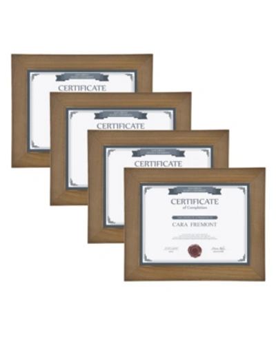 Designovation Museum Wood Picture Frame, Set Of 4 In Honey Brown