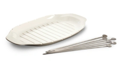 Villeroy & Boch Closeout!  Bbq Passion Kebab Plate And Skewer Set In White