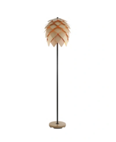 Jonathan Y Simon 63" Pinecone Wood/metal Led Floor Lamp In Natural,black