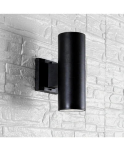 Jonathan Y Duo 9.75in Cylinder Outdoor Metal Glass Integrated Led Sconce With Uplight In Black