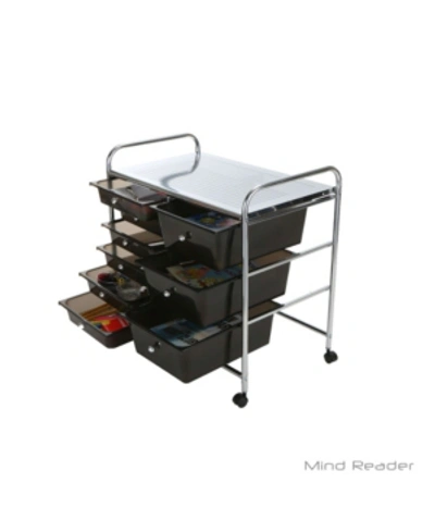 Mind Reader Storage Drawer Rolling Utility Cart, 9 Drawer Organizer In Black