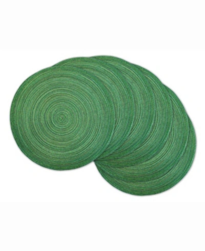 Design Imports Variegated Lurex Round Polypropylene Woven Placemat, Set Of 6 In Green