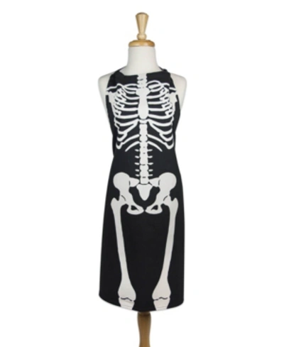 Design Imports Skeleton Print Chef Apron In Black