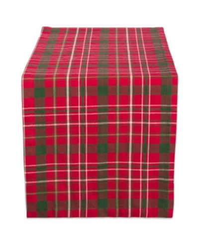 Design Imports Tartan Holly Plaid Table Runner In Red