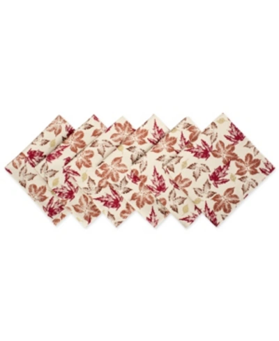 Design Imports Rustic Leaves Print Napkin, Set Of 6 In Red