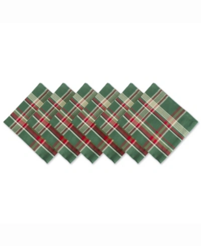 Design Imports Plaid Napkin, Set Of 6 In Evergreen