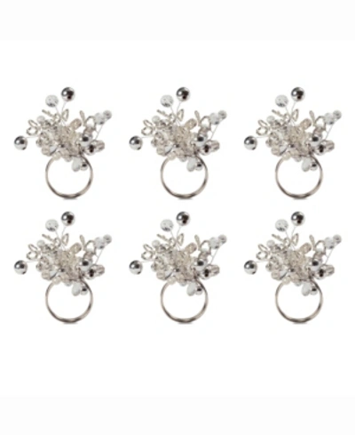 Design Imports Multi Bead Napkin Ring, Set Of 6 In Silver