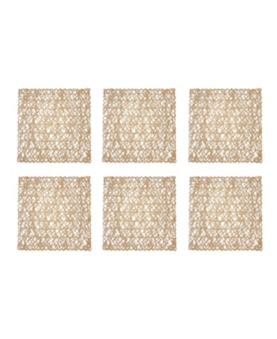 Design Imports Woven Paper Square Placemat, Set Of 6 In Taupe