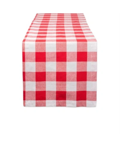 Design Imports Buffalo Check Table Runner 14" X 108" In Red