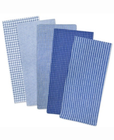 Design Imports Assorted Dishtowel, Set Of 5 In Blue
