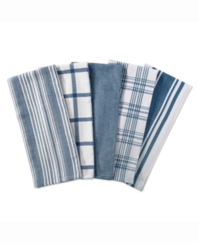 Design Imports Assorted Stone Woven Dishtowel, Set Of 5 In Blue