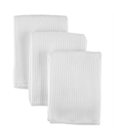 Design Imports Micro Waffle Weave Dishcloth, Set Of 3 In White