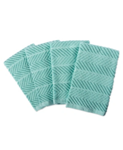 Design Imports Assorted Ribbed Terry Dishtowel, Set Of 4 In Turquoisea
