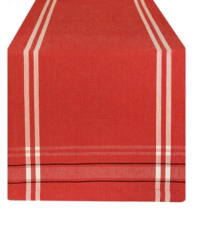 Design Imports French Chambray Table Runner 14" X 72" In Red