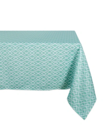Design Imports Diamond Outdoor Tablecloth With Zipper 60" X 84" In Turquoisea