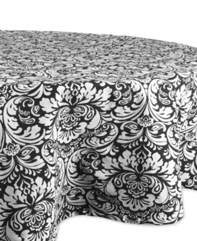 Design Imports Damask Tablecloth 70" Round In Black