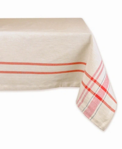 Design Imports French Stripe Tablecloth 60" X 84" In Red