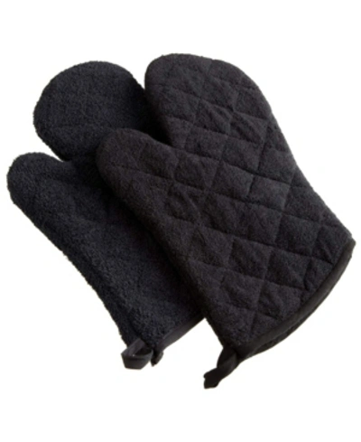 Design Imports Terry Oven Mitt, Set Of 2 In Black