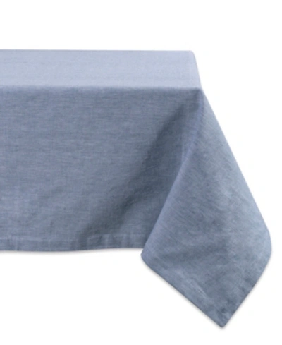 Design Imports Solid Chambray Tablecloth 60" X 120" In Blue