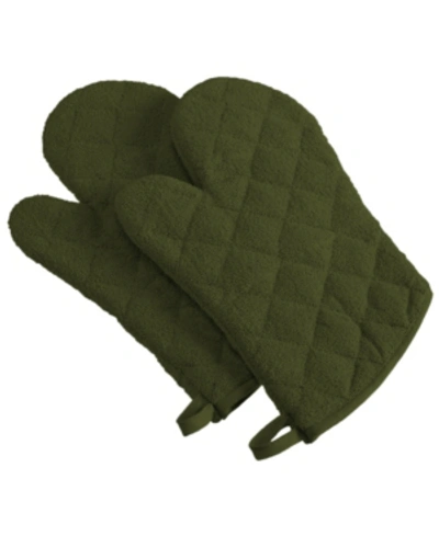 Design Imports Terry Oven Mitt, Set Of 2 In Bright Gre