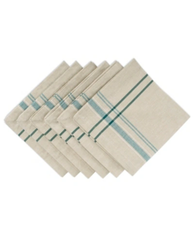 Design Imports Chambray French Stripe Napkin, Set Of 6 In Open Green