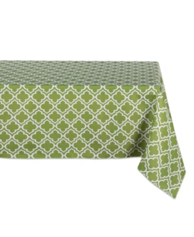 Design Imports Design Import Lattice Outdoor Tablecloth With Zipper 60" X 84" In Green