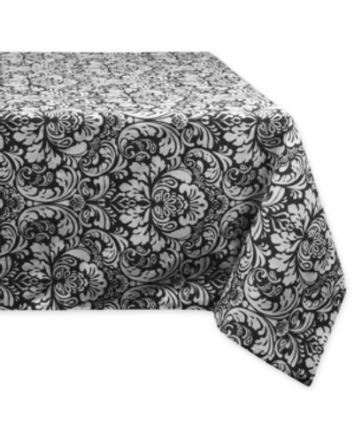 Design Imports Damask Tablecloth 60" X 84" In Black