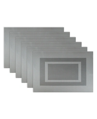 Design Imports Polyvinyl Chloride Doubleframe Placemat, Set Of 6 In Grey