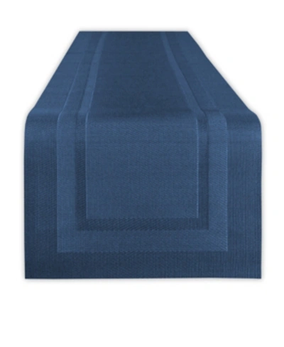 Design Imports Doubleframe Table Runner 14" X 72" In Navy