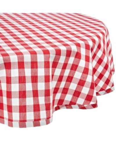 Design Imports Checkers Tablecloth 70" Round In Red