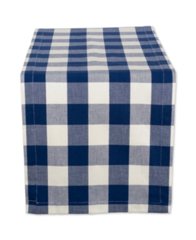 Design Imports Buffalo Check Table Runner 14" X 108" In Navy