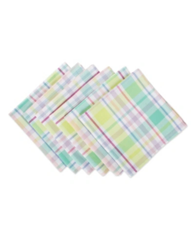 Design Imports Spring Plaid Napkin, Set Of 6 In Green
