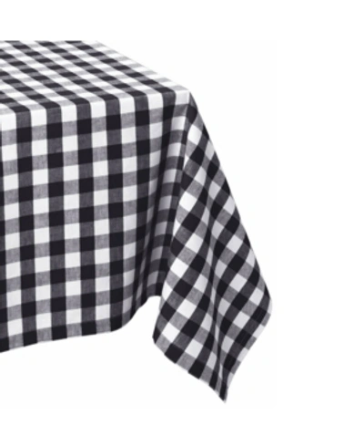 Design Imports Checkers Tablecloth 60" X 84" In Black