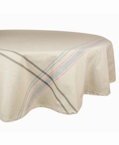 Design Imports Chambray French Stripe Tablecloth 70" Round In Grey