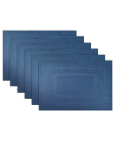 Design Imports Polyvinyl Chloride Doubleframe Placemat, Set Of 6 In Dark Blue