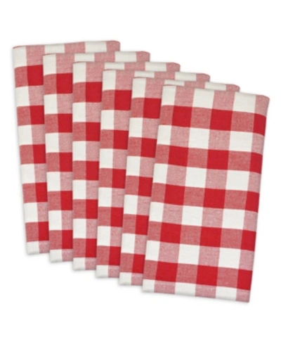 Design Imports Check Napkin, Set Of 6 In Red