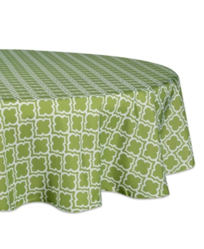 Design Imports Lattice Outdoor Tablecloth 60" Round In Green