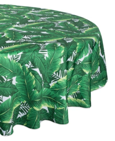 Design Imports Banana Leaf Outdoor Tablecloth With Zipper 60" Round In Green