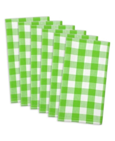 Design Imports Napkin Check, Set Of 6 In Green