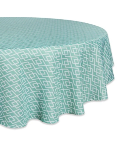 Design Imports Diamond Outdoor Tablecloth With Zipper 60" Round In Turquoisea