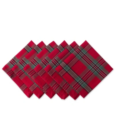 Design Imports Holiday Plaid Napkin, Set Of 6 In Red