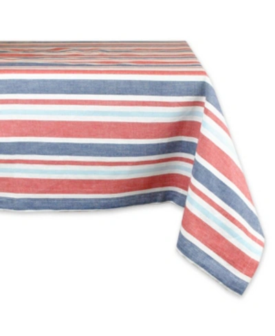 Design Imports Patriotic Stripe Tablecloth 60" X 120" In Red