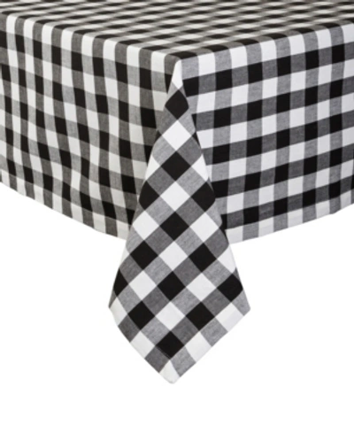 Design Imports Checkers Tablecloth 52" X 52" In Black